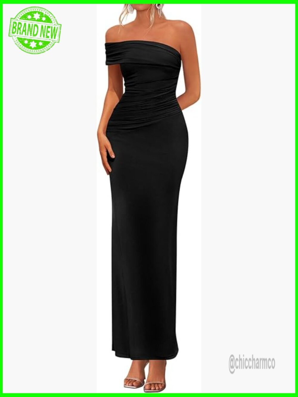 Off Shoulder Ruched Bodycon Maxi Dress Formal Cocktail Wedding Guest